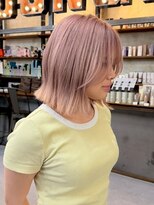 アンドケー 那覇おもろまち店(and K)&nbsp;ブリーチカラー/ピンクベージュ/切りっぱなしミディアム