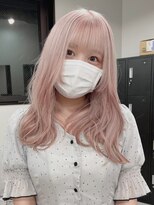 ベレーザシェルト(Beleza scelto)&nbsp;ba1809透明感赤髪ミルクティーピンクベビーピンク外巻きパーマ