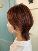 ジェルム ヘアーワークス(germe hair works)&nbsp;軽めウルフ×オレンジハイライトカラー