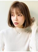 こなれミディ薄めバング似合わせカットイメチェン斜めバング