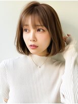 こなれミディ薄めバング似合わせカットイメチェン斜めバング