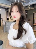 ロング美髪顔周りレイヤーくびれヘア韓国ヘア_ba510141