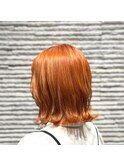 くびれボブレイヤー髪質改善オレンジレッド艶カラー透明感韓国