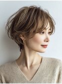 似合わせショートボブ白髪ぼかし脱白髪染め40代50代60代♪