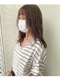 セミロング×オリーブベージュ