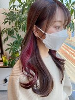 イヤリングカラーピンク/韓国スタイルインナーカラー