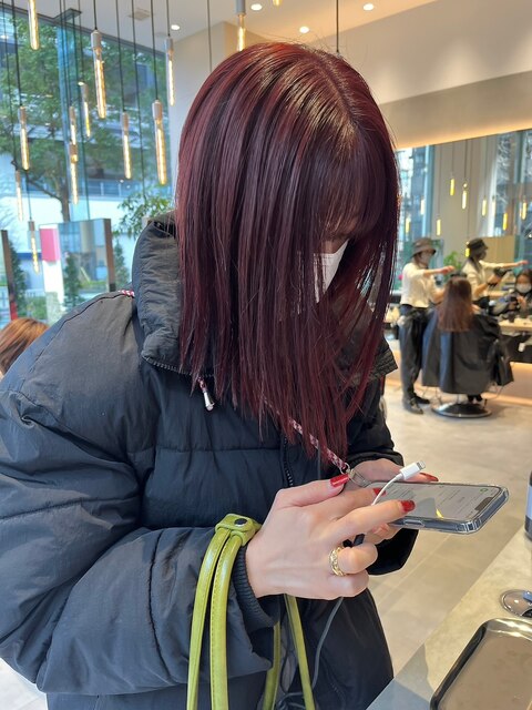 【minami】大人かわいい透け感艶髪チェリーブラウン/暖色カラー