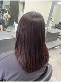 オイルストレート　ピンクブラウン　艶髪　トリートメント
