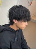 爽やか無造作ビジネスツーブロック波巻きパーマ
