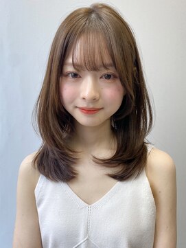 エトラ 渋谷店(etora) 小顔 前髪 レイヤーカット オリーブグレー 黒髪"