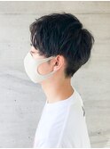 20代30代ハイライトマッシュパーマウルフアッシュブラック