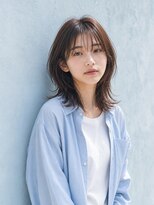 フレイムス ヘアアンドリラックス 大宮東口店(Frames)&nbsp;ミディアムレイヤー髪型20代30代40代前髪あり前髪なし丸顔大宮