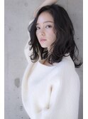 黒髪ブルージュミディアムロング10代20代30代