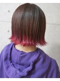 【Bf→Af】テールカラーピンクボブ
