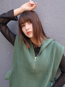 ブゾン(buZon) 【buZonブゾン】ぱつっとロブ×艶感ベージュカラー