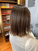 ロダット 横浜(LODAT by little) 切りっぱなしブリーチカラーオリーブベージュ【LODAT横浜】