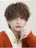 ゆるふわスパイラルパーマラウンドマッシュアッシュブラウン