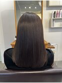 艶髪ストレート×ミディアム×アッシュグレー×髪質改善【広島】
