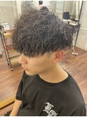 メンズ前下がりマッシュ×ツイストスパイラルパーマ