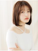 ナチュラルブラウン艶感ストレートワンカールボブZ川口30代40代