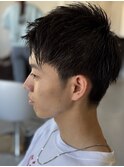 マッシュセンターパートフェードカットツーブロックセンター分け