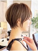 ショートボブ髪型30代40代50代前髪あり前髪無し面長丸顔【西村ss