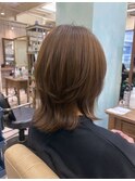 30代40代50代ひし形レイヤーミディアムウルフ×オリーブベージュ