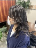 シルバーベージュ白髪ぼかしハイライト 脱白髪染め
