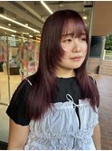 【大久保】ワインレッドブリーチ顔まわりカット