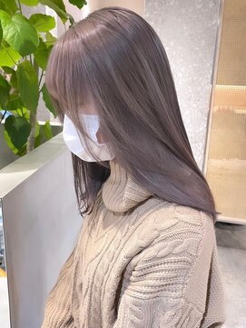 サンクプロジェクト(cinq PROJECT) 韓国ミディアムレイヤー明るめラベンダー ミルクティーベージュ