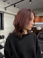 ニコ トウキョウ 渋谷(nico TOKYO)&nbsp;ダブルカラーチェリーレッドピンクブラウン韓国レイヤーロング