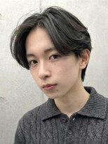 ノラキチジョウジ(NORA KICHIJOJI)&nbsp;黒髪センターパートツーブロックニュアンスパーマアップバング