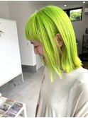 ハイトーン×高明度×きみどり切りっぱなし外ハネボブ【西大分】