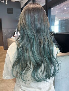 アルバム 銀座(ALBUM GINZA) グラデーショングリーン_グレージュカラーボブウルフ_ba417101