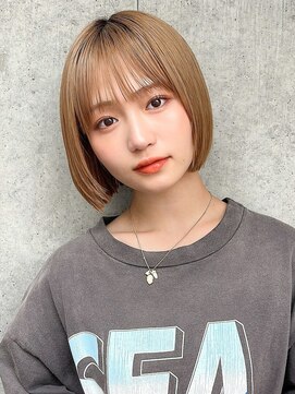 サロウィンフレンテ 新宿三丁目(SALOWIN Frente) 石塚／小顔ミルクティーベージュミニボブ10代20代30代新宿韓国風