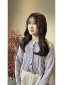 フェミニンロング くすみベージュ 韓国風巻き【20代/30代】