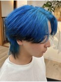 ブルーエンドカラー/青髪/エンドカラー/原色ブルー/青色