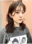 レイヤーパーマ　ロング　デジタルパーマ　ウルフ　ミディアム