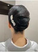 訪問着ヘアセット/大人かわいい上品なシンプルシニヨン