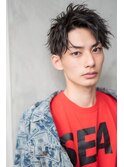 メンズツーブロックかき上げバングツイスト束感ショートマッシュ