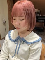 ヘアー アイス ルーチェ(HAIR ICI LUCE) 顔周りレイヤーボブ ボブ ピンク コーラルピンク 担当落合