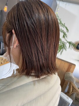 アオゾラヘアー フジサキグウ(AOZORA HAIR FUJISAKIGU) 外ハネ×オレンジブラウン