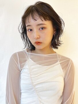 ラボヌールヘアー シェリ 久喜店(La Bonheur hair cheri) 大人可愛い切りっぱなしボブ20代30代40代束感前髪外ハネボブ