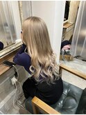プルエクステ/ダイヤモンドヘア特色グレー/ケアブリーチ