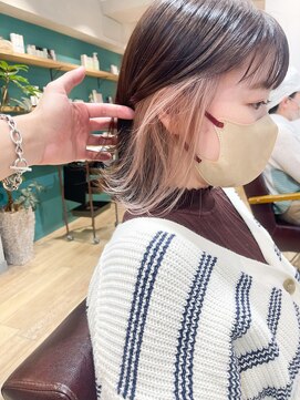 エミス バイ メルト 吉祥寺(emis by melt) 【堀惠】インナーカラーイヤリングカラーピンクベージュ20代30代