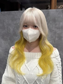 フィーリア 心斎橋堀江店(philia) ホワイトベージュ×レモンイエロー♪インナーカラー