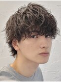 大分無造作ツイストスパイラルパーマメンズカットマッシュウルフ