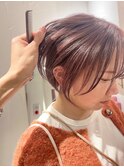 *滝田*似合わせカット小顔ショートボブピンクベージュ20代30代