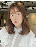 縮毛矯正/髪質改善トリートメント/ミディアムヘア/グレージュ