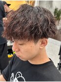 栃木メンズパーマメンズカットセンターパートメンズマッシュ緩め